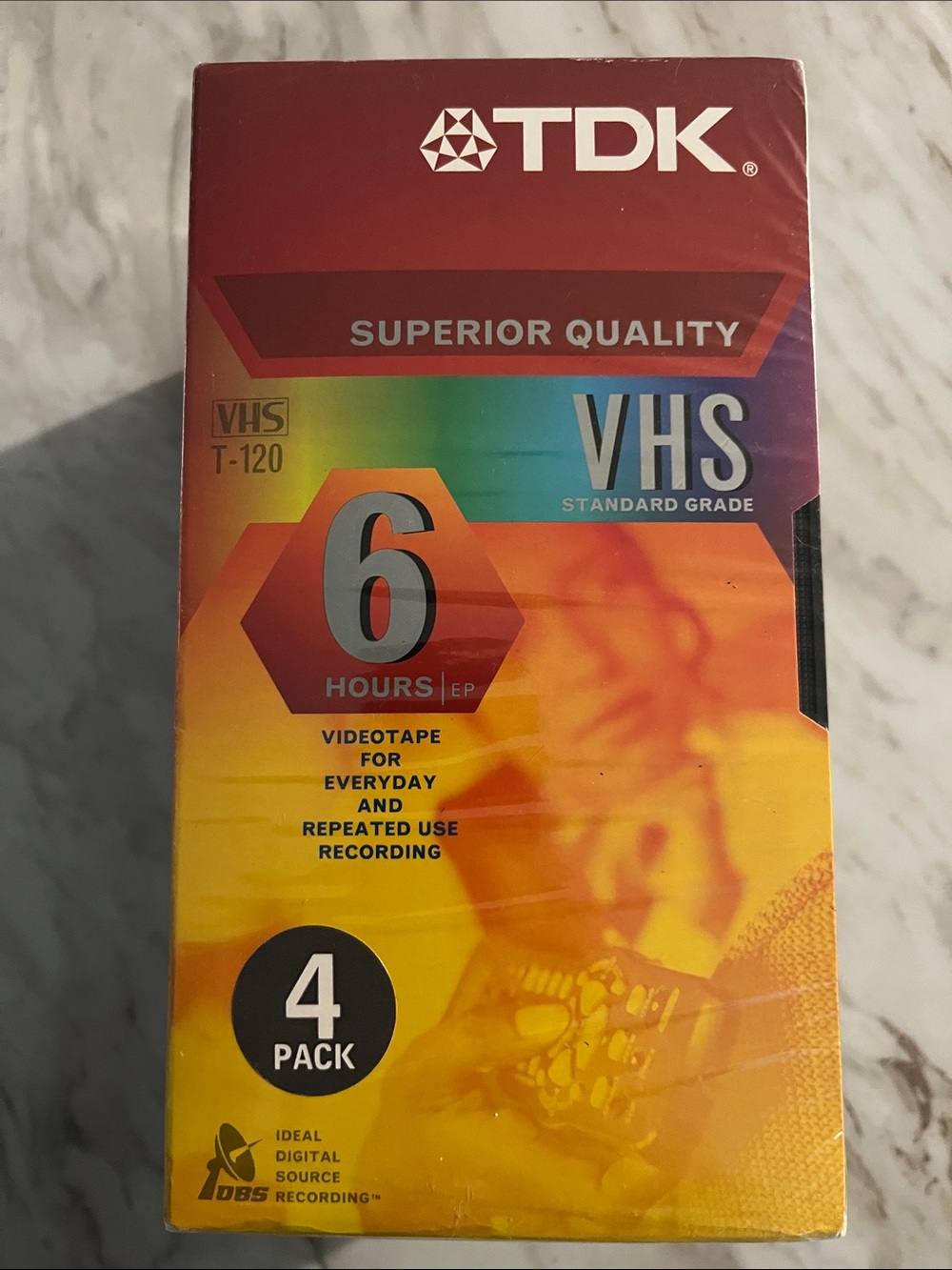 TDK 4 Pack VHS T-120 Tapes New/Sealed
